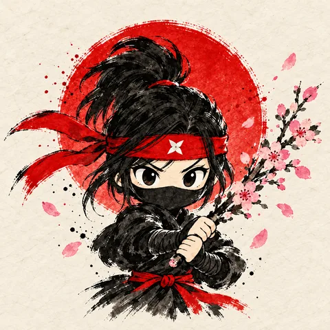 Kunoichi con rama de cerezo, personaje del plan Sakura